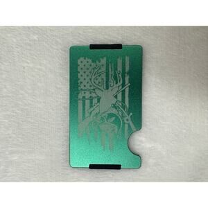 MINIMALIST RFID BLOCKING MATTE FOREST GREEN DEER HUNTER WALLET